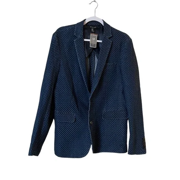 NWT 21 MEN dotted blue denim casual blazer jacket