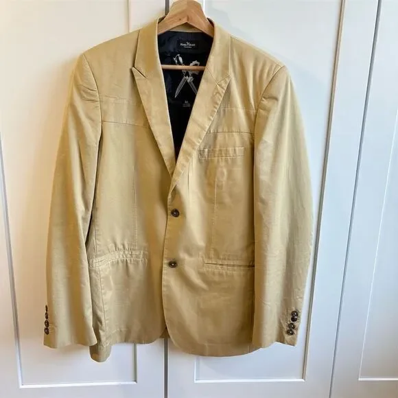 Marc Ecko Cut & Sew Men's Beige Cotton Blazer Size M Formal Tailored 2-Piec