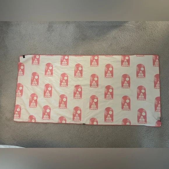 Pink and White Towel with Logo Print
