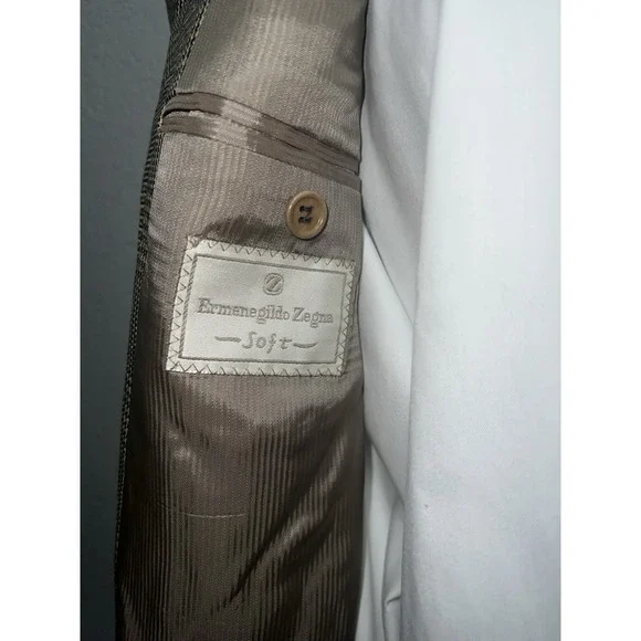Ermenegildo Zegna Soft Sport Coat Blazer Check Silk Men's Size 48R Preppy Cool