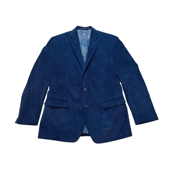 Lauren Ralph Lauren Blazer Mens Blue‎ Corduroy Elbow Patch Sport Coat SIZE 42R