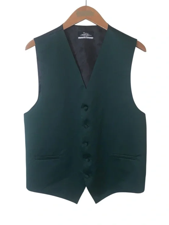 S.H. Churchill & Co. Dark Green Formal Vest Button Up Satin