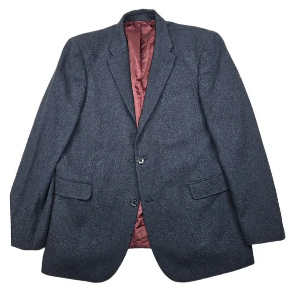 Tommy Hilfiger Herringbone Blazer Mens 42R Blue Wool Blend Sport‎ Coat