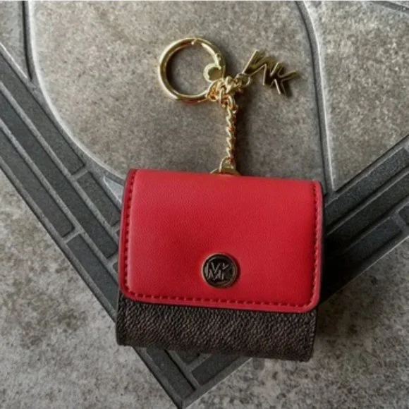 Michael Kors Red and Brown Airpod Case