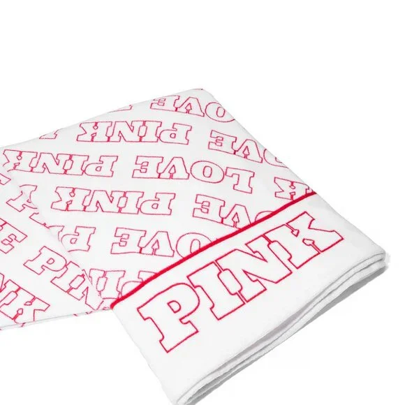 Victoria's Secret Love PINK Terry Towel White and Pink NWT
