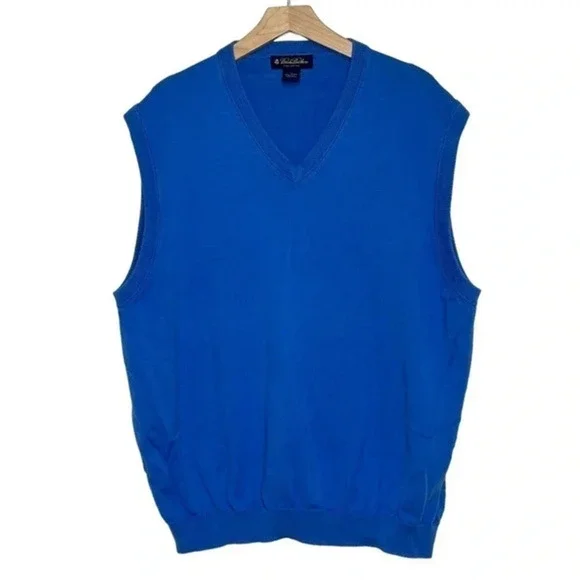 Brooks Brothers XL 100% Pima cotton blue v-neck sweater vest‎