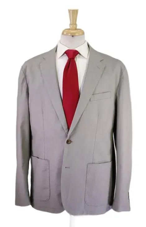 J Crew Mens Slate Gray Classic Fit Hemp Cotton Patch Pocket 2-Btn Suit Large 42R