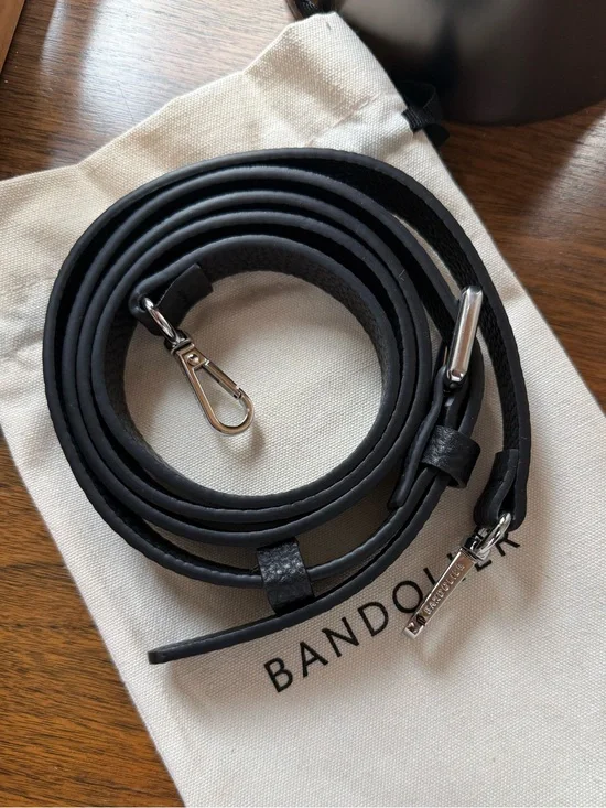 New!!! Bandolier Hailey Black Leather Adjustable Crossbody Strap Silver Hardware
