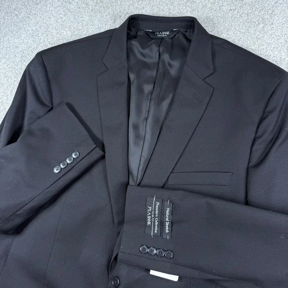 NEW Jos A Bank Sport Coat Mens 48L Black Traveler's Slim Fit 100% Wool