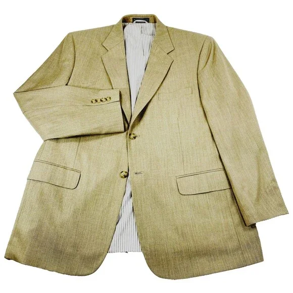 Saddlebred Sports Coat Nailhead Microcheck Beige Brown 44 Stanford Career Preppy