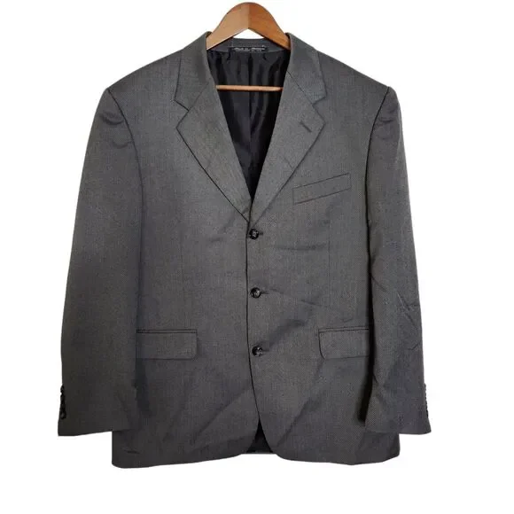 Wool Blend Brassero Made In Moldova Gray Suit Jacket Sport Coat Blazer 42R/36W