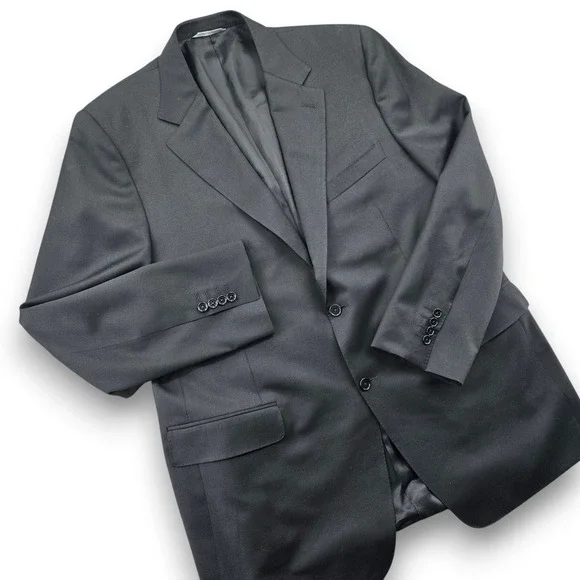 Canali Blazer Jacket Mens (US) 44R Black 100% Virgin Wool 2-Button Made in Italy