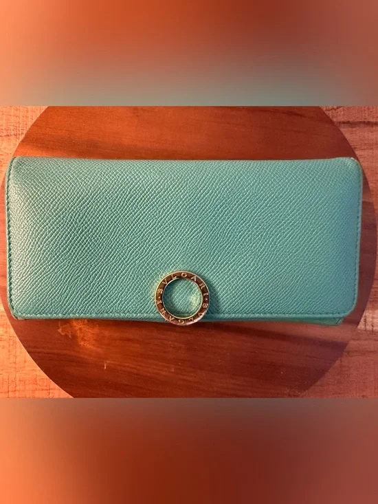 Bvlgari Leather Wallet Long Continental | Teal & Pink | Gold Hardware | ✨