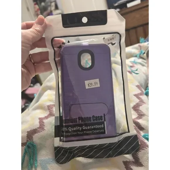 Purple Brushed Metal Kickstand Case for Samsung Galaxy J3 (2018)
