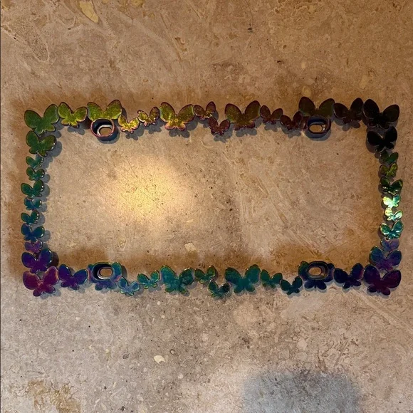 Custom Colorful Butterfly license plate Decorative Frame irredesent color