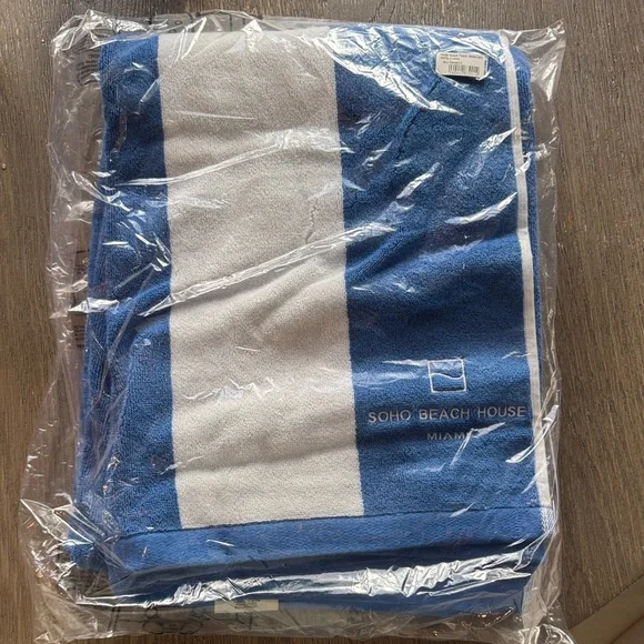 SOHO Beach House Blue and White Beach Towel Blanket