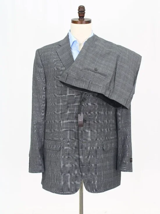Dunhill 46L 38 Gray Full Suit 3-Button Check R942