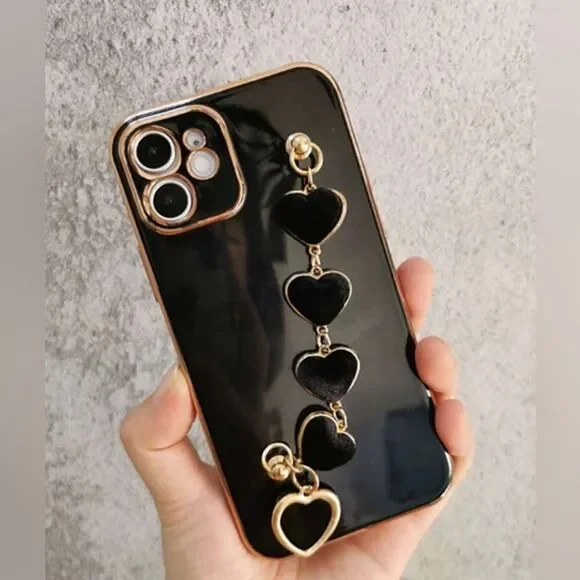 Emerald Black Velvet Heart iPhone Case