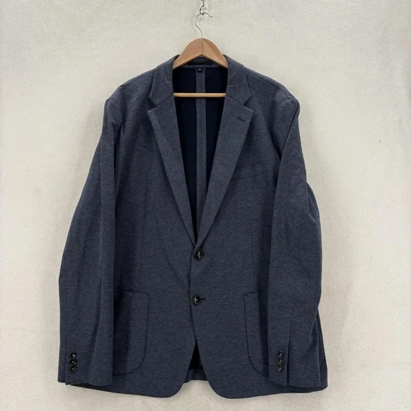 J.Crew Thompson Blazer Mens 46R Blue Herringbone Jersey Sport Coat 2 Button