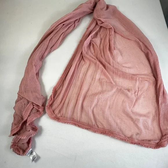 One Size Pink Sheer Gauze Scarf‎ Wrap Fringe Trim