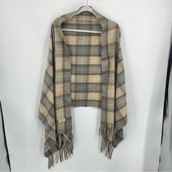 House Of Tweed‎ Scotland | Colorblock Rectangle Scarf Beige gray Unisex
