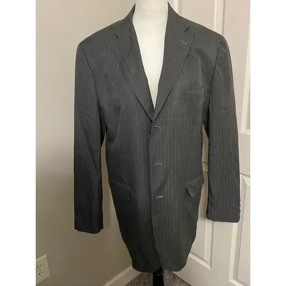 Georgio by Porta Bella Men's‎ Charcoal Pinstripe Suit Jacket Blazer 42R
