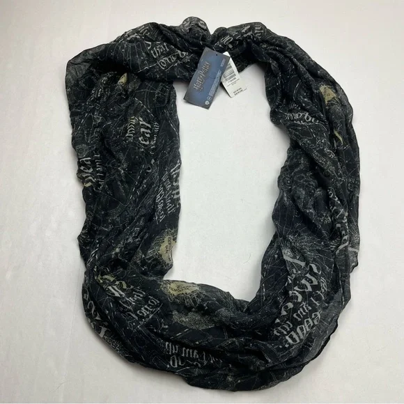 Torrid Harry Potter Infinity Scarf Womens One Size Black Grey Gray‎ White NEW