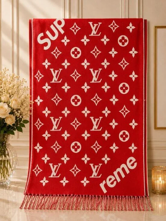 Authentic Louis Vuitton x Supreme Monogram Cashmere Scarf Limited Edition