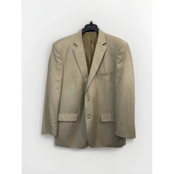 Pronto Uomo‎ Sport Coat Jacket Mens 46L Light Brown Wool Blazer 2 Button
