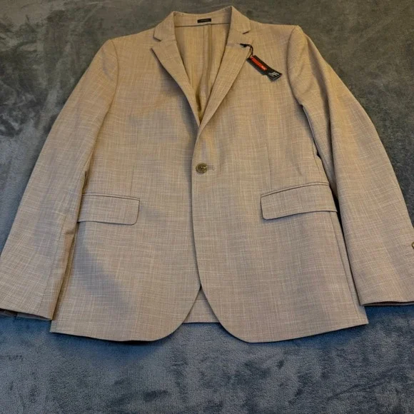 J.Ferrar Ultra Comfort Blazer Mens 38 Short Brown Slim Fit Stretch Sport Coat