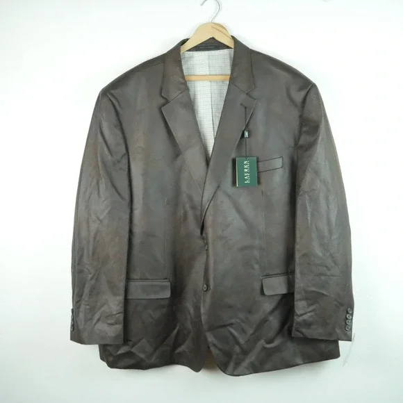 Lauren Ralph Lauren Mens Brown Faux Suede Blazer Sport Coat 56R Jacket Preppy