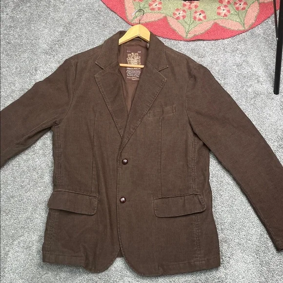 Brown Corduroy Sports Coat Elbow Patches Leather Buttons Size Medium