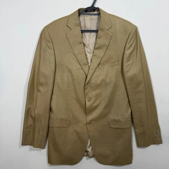 Black Brown 1826 Men's Blazer Tan Silk Wool Linen 40L Never Worn Quiet Luxury