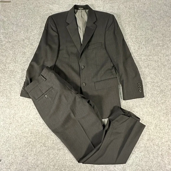 Pronto Uomo Suit Set Mens 37S 31W Charcoal Gray Wool Blend 2-Button Professional