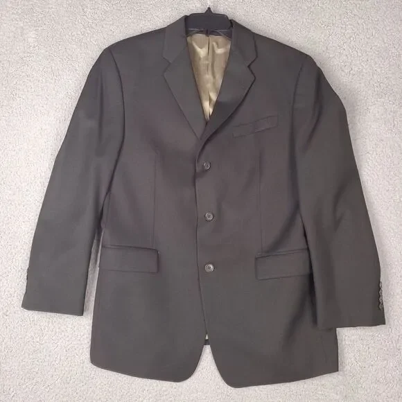 Calvin Klein Blazer Mens 42R Green Olive Wool Laine Cashmere‎ Sport Coat Jacket