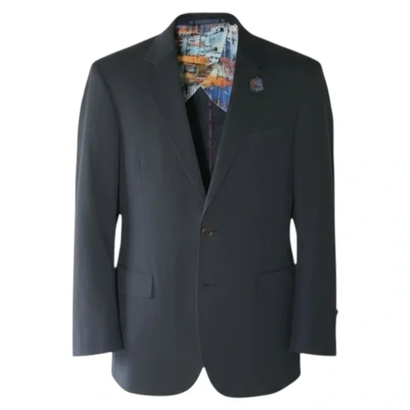 🎨 Robert Graham 40R Statement Blazer 🧠 Art Lined Julian Notch Lapel Boss Jacket