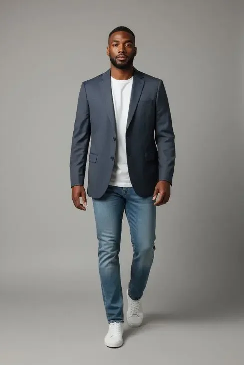 NWT Michael Kors Blazer Jacket Mens 42 Blue Houndstooth Two Button Notch Lapel