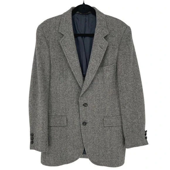 Vintage 1981 Hart Schaffner & Marx Racquet Club‎ Sport Coat 40R 100% Wool Gray