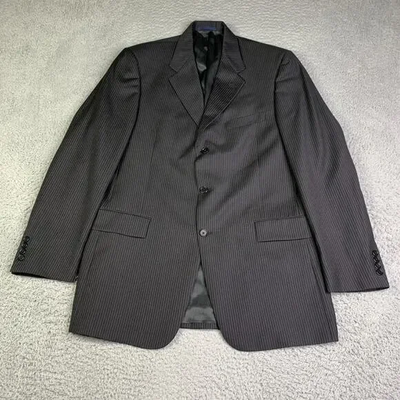 Daniel Cremieux Loro Piana Suit Jacket 42L Black Striped Mens
