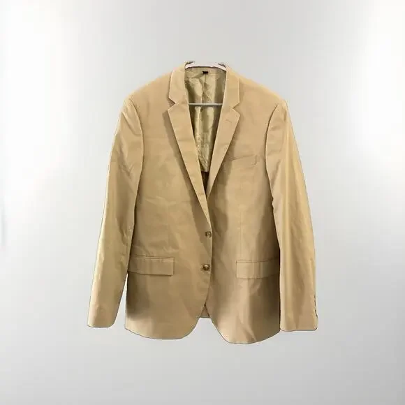 J Crew Thompson Blazer Tan Two-Button Cotton Jacket Sport Coat Sz 42R Men's