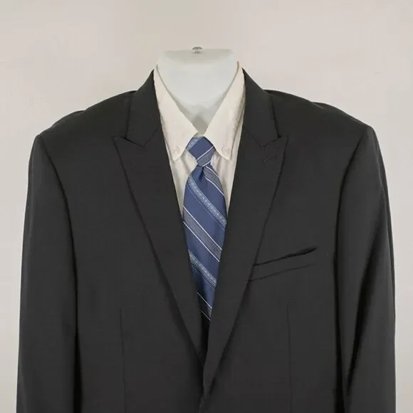 Calvin Klein‎ Black Wool Peak Label 2 Button Blazer / Suit Jacket 40R Tagged 44L
