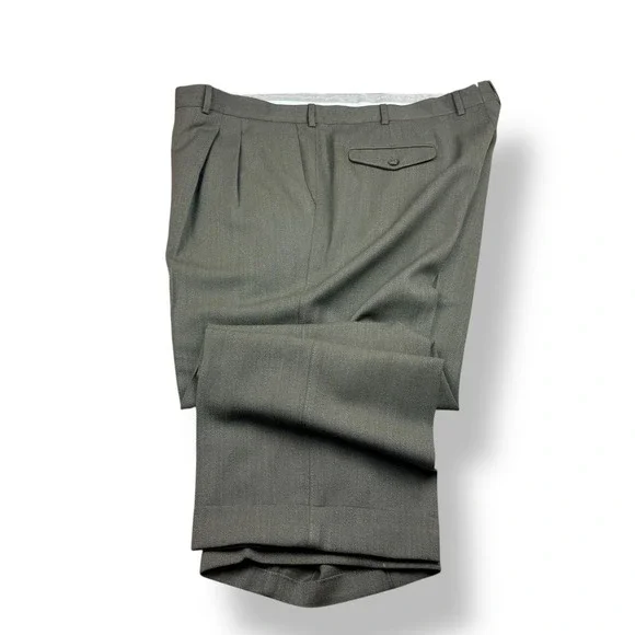 Paul Stuart Mens‎ Pleated Wool Dress Pants Trousers Made in Italy Gray Size 42