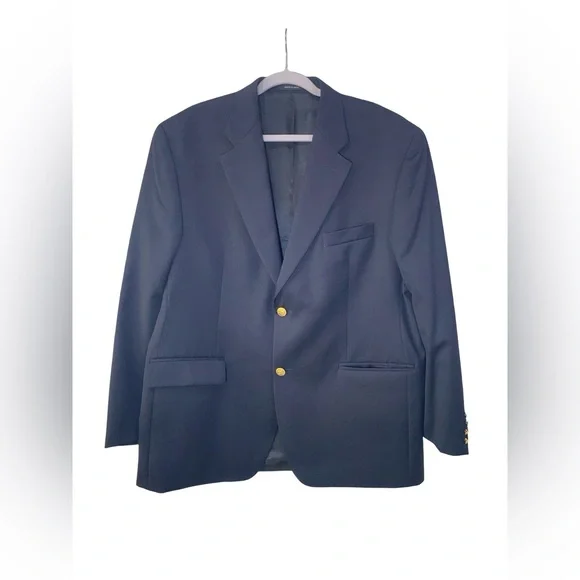 Ralph Lauren Men’s‎ Navy Wool Blazer Sport Coat Gold Buttons size 44R