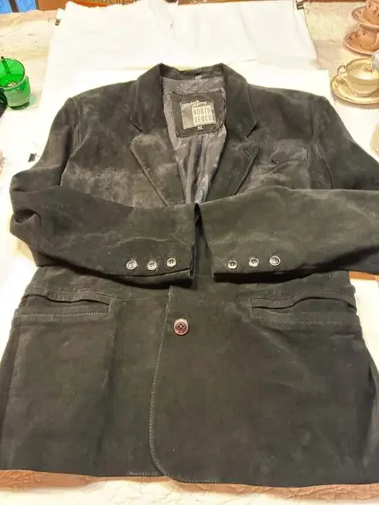 Michael Hoban North Beach Vintage Black Suede Leather Blazer Jacket Size 40