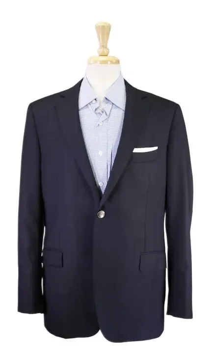 Suitsupply Custom Navy Blue Woven Metal Button 2-Btn Wool Blazer Jacket 42L