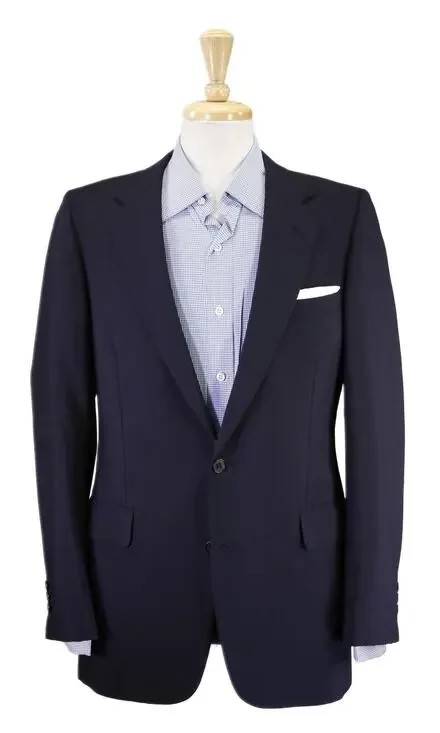 Chester Barrie Savile Row Navy Blue Wool Mohair 2Btn Sharkskin Blazer Jacket 40R