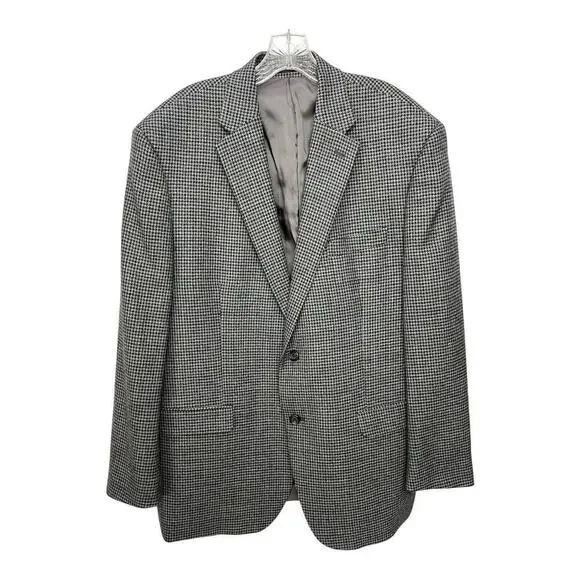 Lauren Ralph Lauren Blazer Men's 44R Gray Wool Houndstooth Sport Coat Jacket