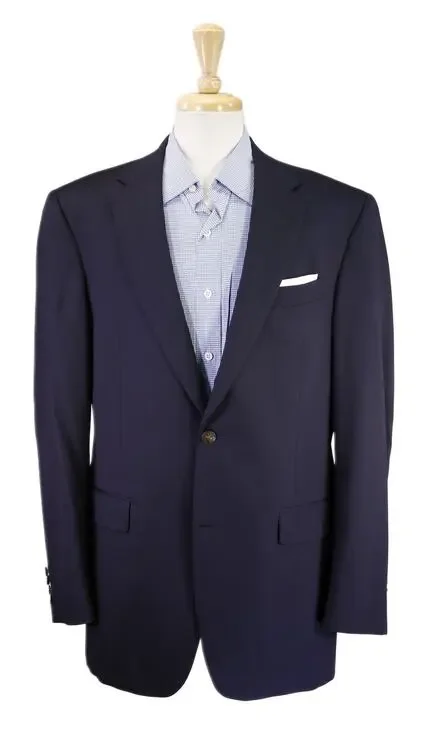 Hart Schaffner Marx Navy Blue Gold Metal Buttons Wool Blazer Jacket 40L