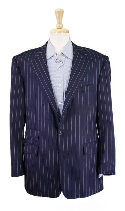 Ralph Lauren Purple Label Navy Blue Pinstripe 2-Btn Suit Jacket Blazer 42L