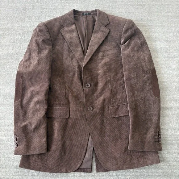D&G Dolce &Gabbana Blazer IT 48 Brown Corduroy Wool Super 150s Elbow Patch